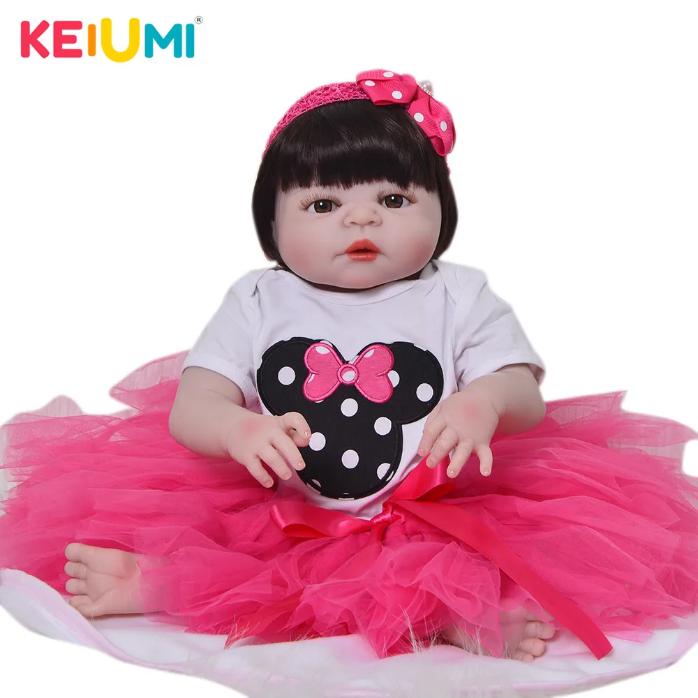 

Lovely 23'' Reborn Baby Full Silicone Body Newborn Doll Realistic Baby Girl Birthday Gift Handmade Babies Doll Fashion Toys