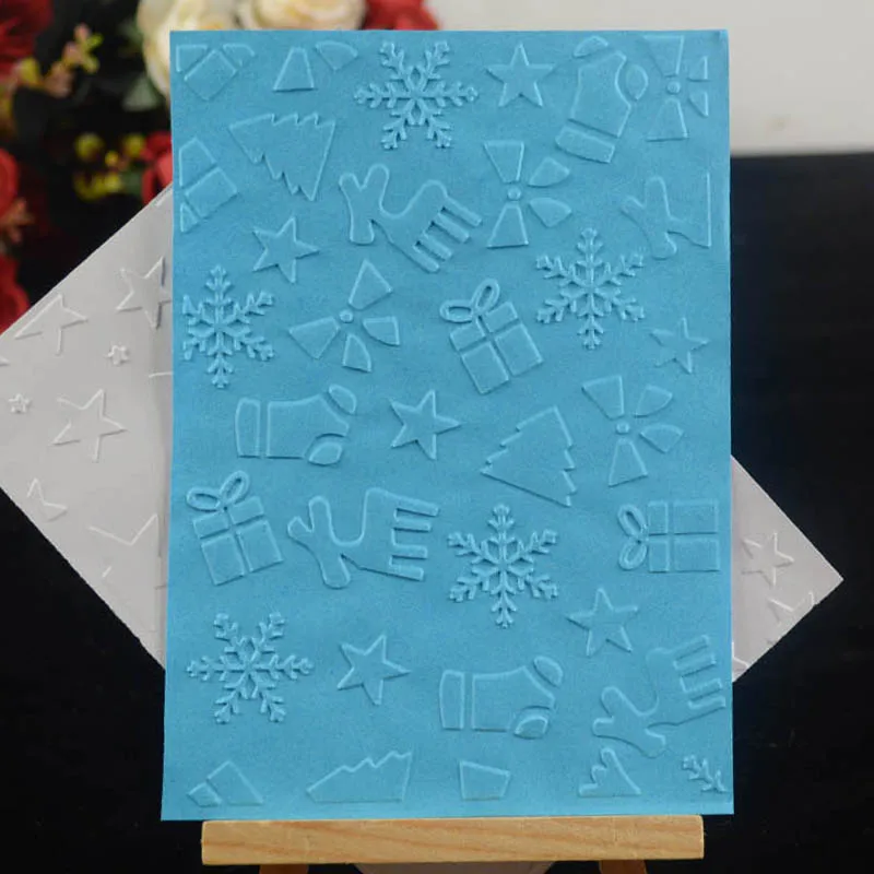 

Christmas deer and gift box embossing folder background for DIY Scrapbooking Decorative Embossing card making