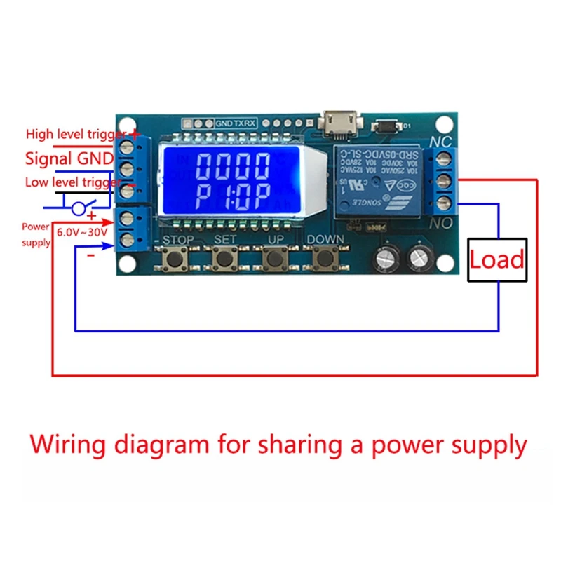 Micro Usb цифровой ЖК-дисплей реле времени задержки модуль Dc 6-30 в управление многофункциональный таймер переключатель цикл запуска модуль Плата