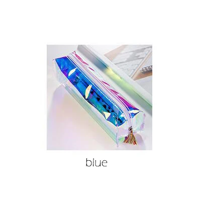 Кавайный чехол для карандаша с кисточками милые школьные принадлежности канцелярские прозрачные пвх пенал для карандашей пенал Papeleria sl1158 - Цвет: blue