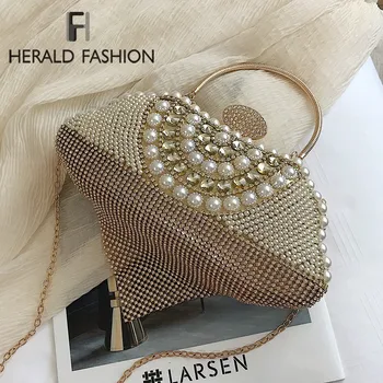 

Herald Fashion Women Tassel Messenger Bag with Pearl Beaded Quality Chain Female Shoulder Bag Ladies Party Evening Wedding Bag
