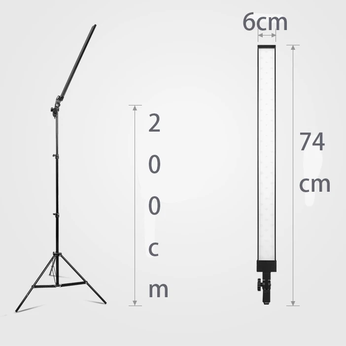 2 шт./лот, 30 Вт/шт., 5500 K, для фотостудии, длинный софтбокс, профессиональные светодиодные ленты, для фотосъемки, алюминиевая крышка, диммер, 2, светильник, подставка