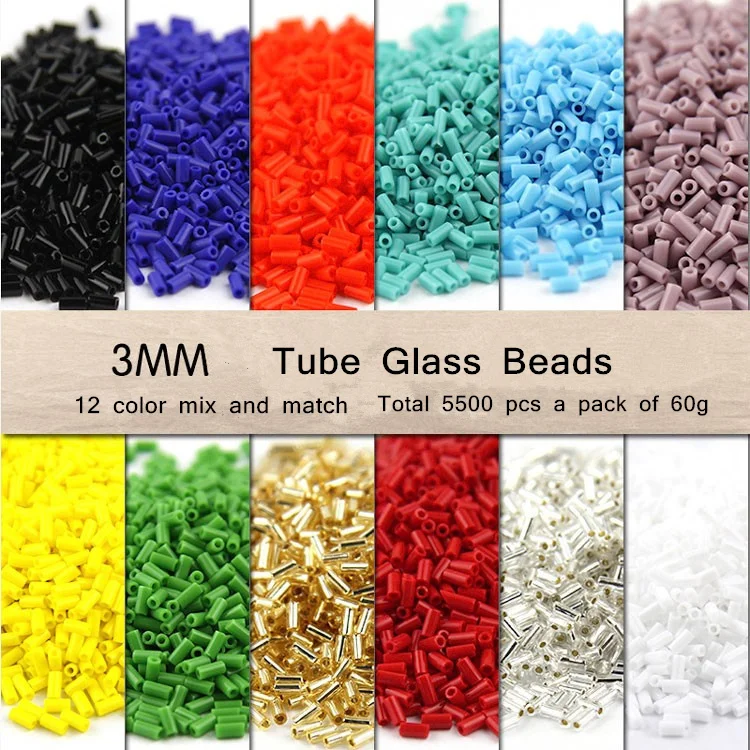 Tube Glass Beads 5500pcs(3mm)mash up Exquisite handmade DIY Finish