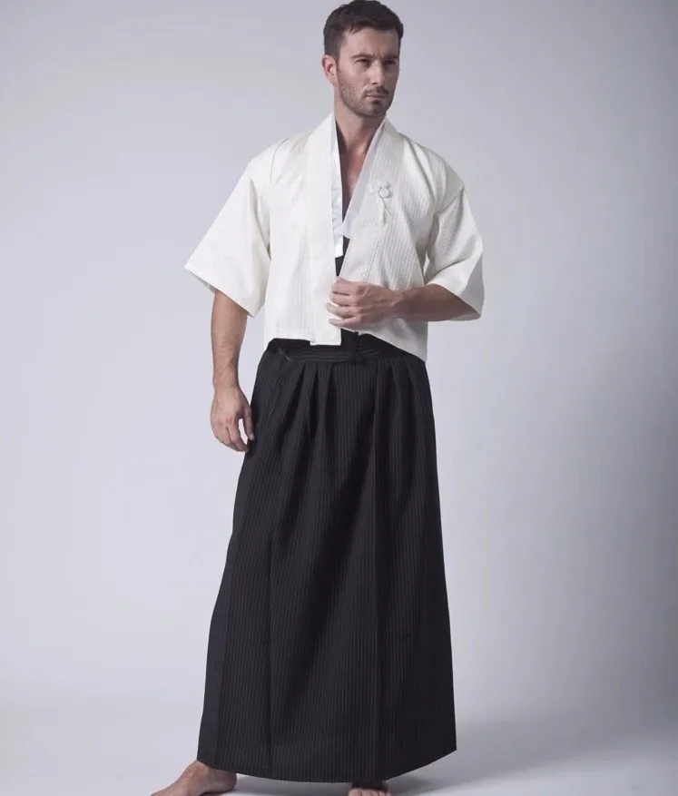 Классическая японская одежда самураев Мужская кимоно воина с Obi традиционный атласный юката конференц костюм один размер