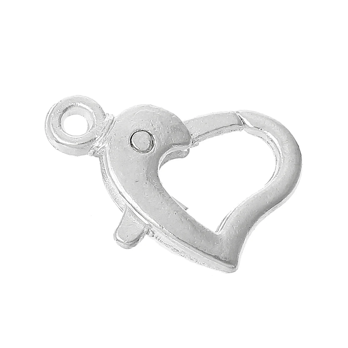 

DoreenBeads 2 Pieces Silver color Heart Lobster Clasps 14x9mm Findings 2017 new
