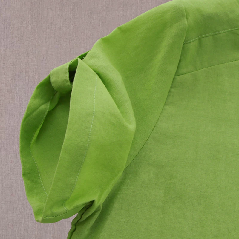 Women O Neck Short Sleeve Plus Size Cotton Linen Blouse Tops Elegant Casual Solid Buttons Loose Work Shirt Blusas Blouses