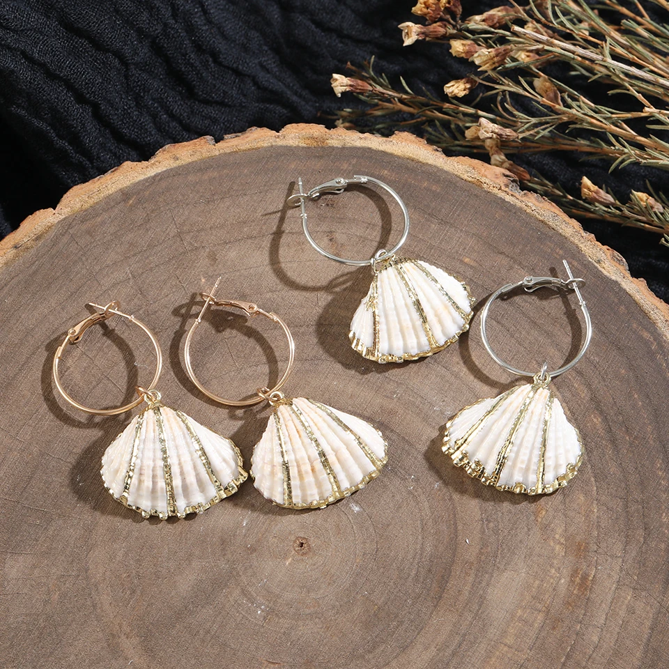 

Golden Silver Minimalist Cute Seashell Sea Shell Pendant Dangle Drop Earrings for Women Female Fashion 2019 Jewelry Accessories