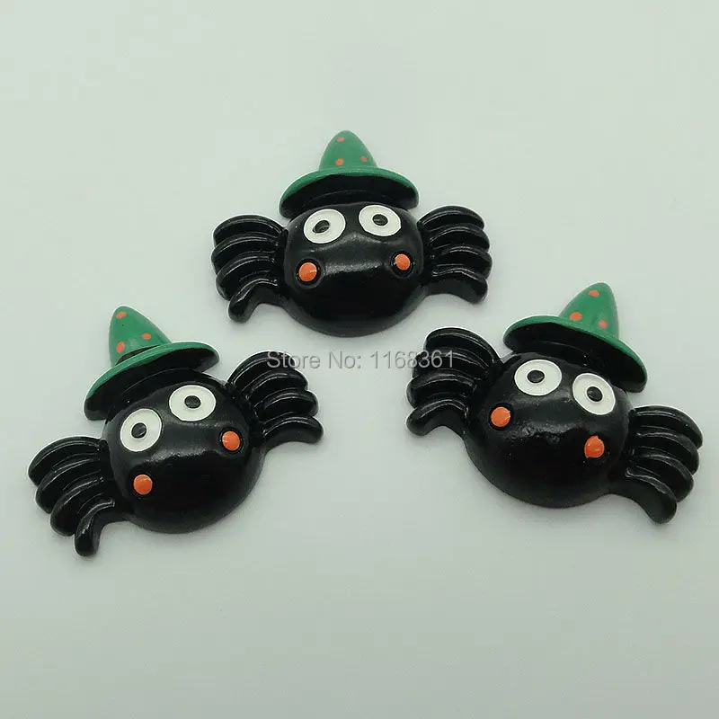 1pcs/lot resin flat back Halloween turquoise spider 31mm Cabochons Scrapbooking Hair Bow Center DIY Christmas decration C105-9