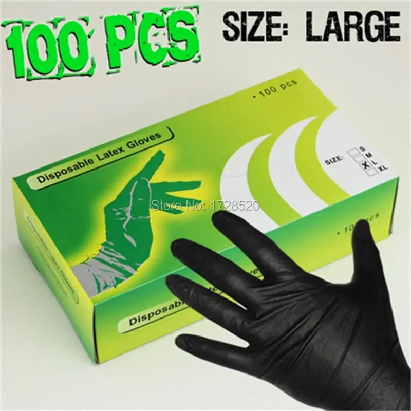 Best Selling 100Pcs 50Pairs L Size Disposable Tattoo Latex Black Gloves For Tattoo Gun Needle
