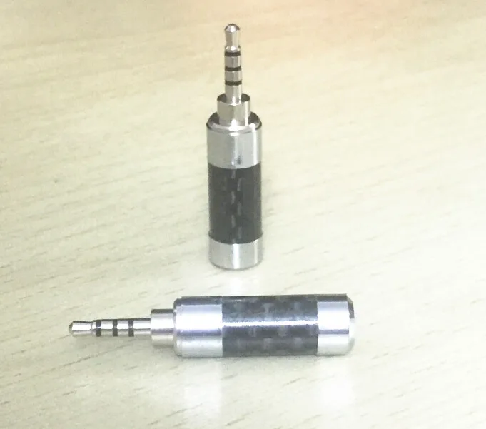 2 5mm 4 Pole Male rhodium plated Plug DIY headphone adapter Straight Audio Connector 6mm or 4mm tail hole 100pcs