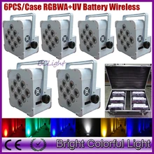 6 шт.+ 1 дорожный футляр) Высокое качество RGBWAUV 6 IN1 Перезаряжаемые питание от аккумулятора беспроводный светодиодный сценический светильник Тонкий Свадебные огни