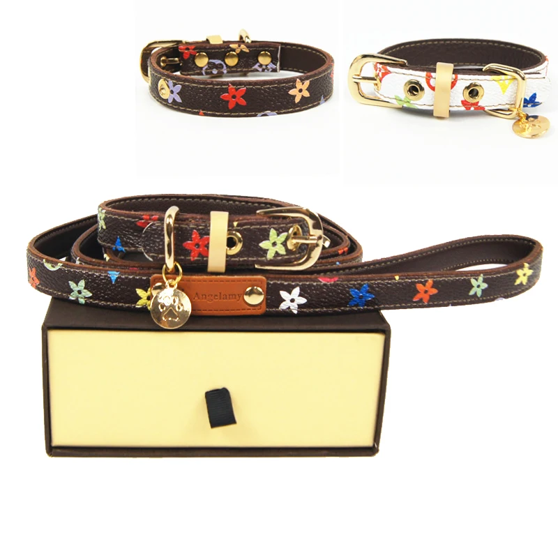 

Pet Cat Dog Collar Necklace Pet Leash Small Dog ID Tag Collar Leash Set High Quality Printing Leash Star Product Dog Accessory