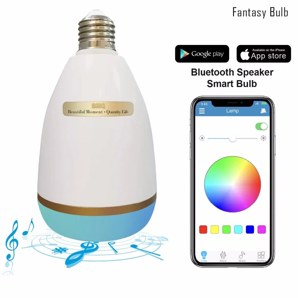 

Bluetooth Speaker Bulb Wireless Stereo Audio - Dimmable Tunable Wake Up Lights with Speaker Works with Apple and Android Phone