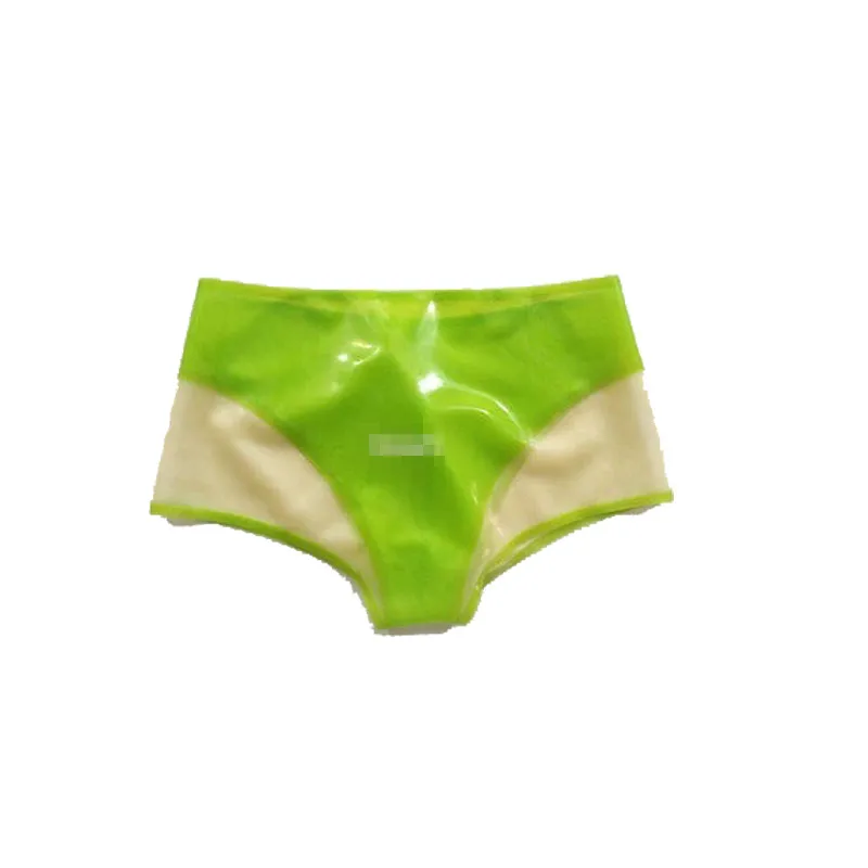 Latex Rubber Gummi Underwear Men's sexy shorts light green Customize XXS~XXL |