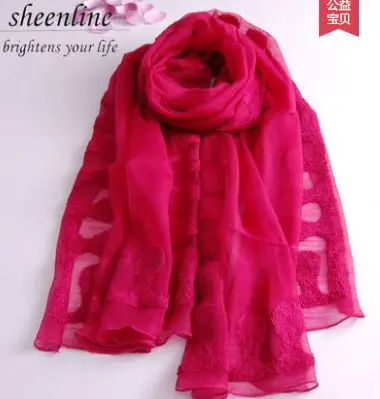 12 цветов вышивка бисером Embrodiery шерсть Шелковый платок Мягкий теплый длинный шарф легкий зимний теплый шарф обертывание пашмины - Цвет: A2 rose