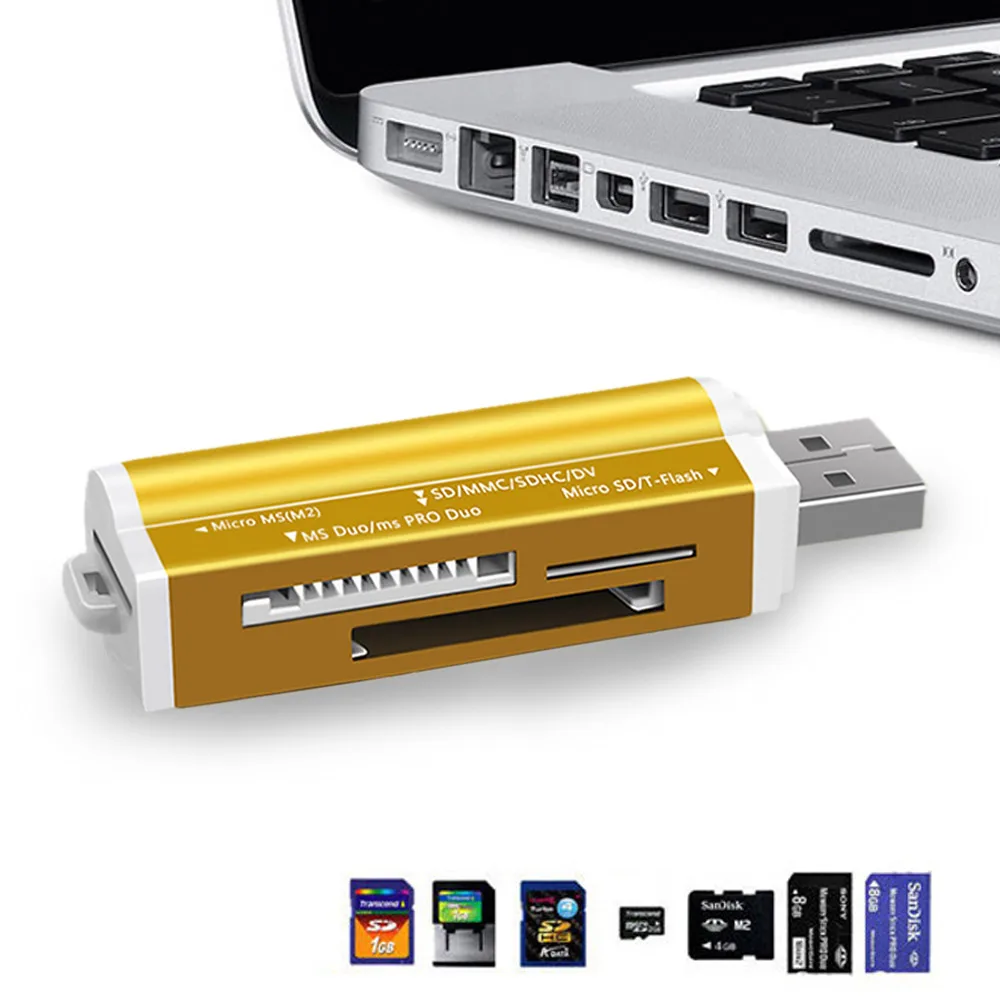 4 в 1 Micro USB 2,0 считыватель карт памяти usb адаптер для Micro SD карты TF M2 MMC MS PRO DUO кардридер