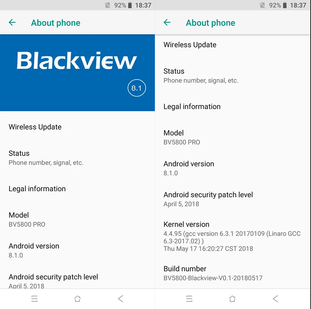 Blackview BV5800 Pro 2 Гб 16 Гб 5,5 дюймов 18:9 Android 8,1 Беспроводная зарядка для смартфона Dual 4G NFC 8 Мп 13 МП водонепроницаемый сотовый телефон