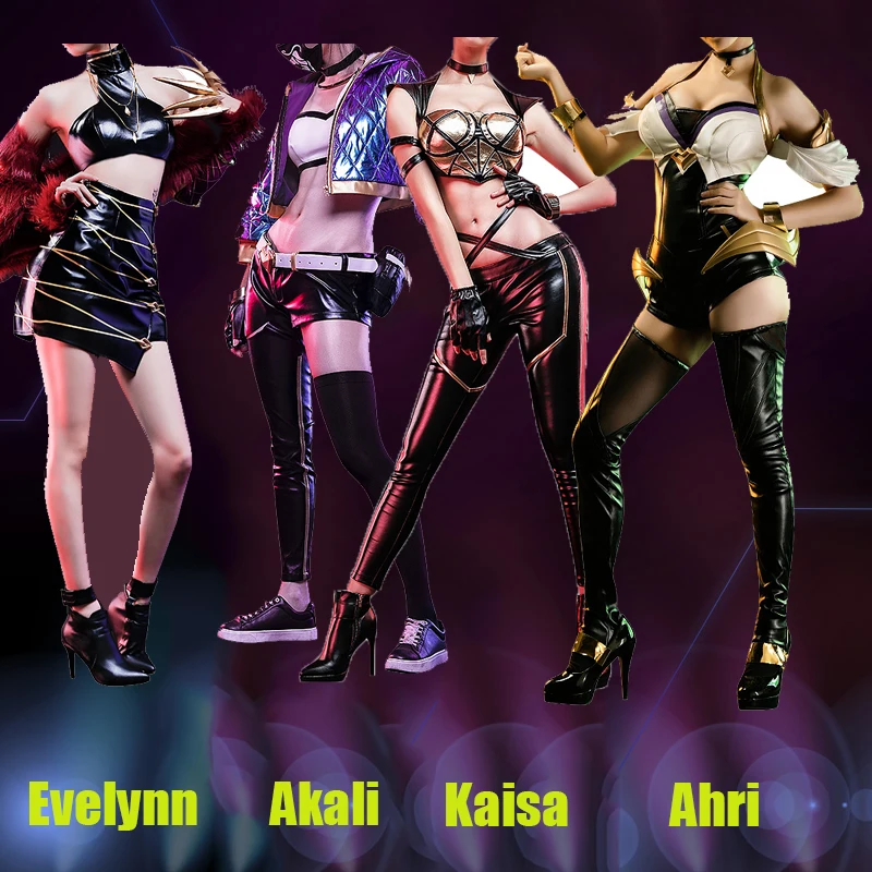 Аниме! Популярная игра LOL k/da KDA для девочек группа Evelynn Ahri Akali Kaisa боевой костюм