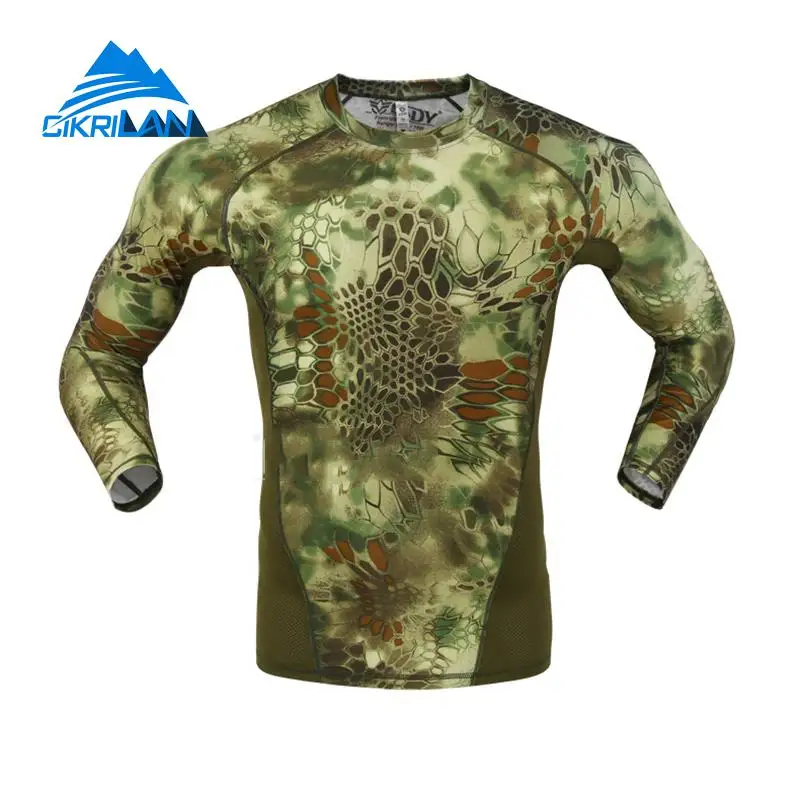 

Mens Camo Long Sleeve Quick Dry Fishing Tactical T-shirt Men Combat Running Tights Outdoor Hiking T Shirt Ciclismo Hunting Shirt