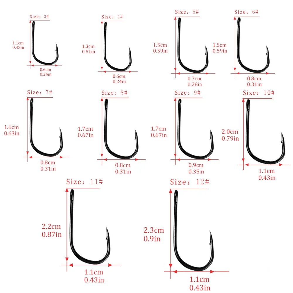 500 Pcs #3-#12 Silver Black Gold Freshwater Fishing Hooks Carp Fishhooks Barbed Hooks Kit Jigging Bait Carp Fishing Hook 500 Pcs #3-#12 Silver Black Gold Freshwater Fishing Hooks Carp Fishhooks Barbed Hooks Kit Jigging Bait Carp Fishing Hook