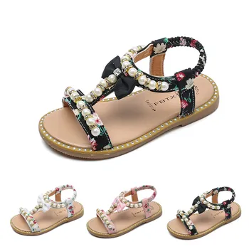 

2019 baby girls Kids Baby Girls Sandals Bowknot Pearl Crystal Roman Sandals Princess Shoes