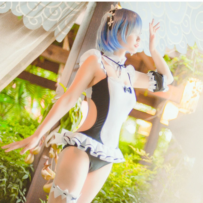 Re Zero Kara Hajimeru Isekai Seikatsu ram u Цельный купальник Remu REM парики женский для девочек