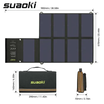 

Suaoki Portable 60W Folding Foldable Solar Panel Charger Solar Mobile Power Bank for Phone Car Laptop Battery Charger