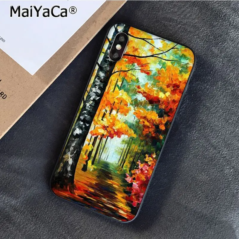 Starry Night Van Gogh Art Oil Painting Autumn Trees Maple Park