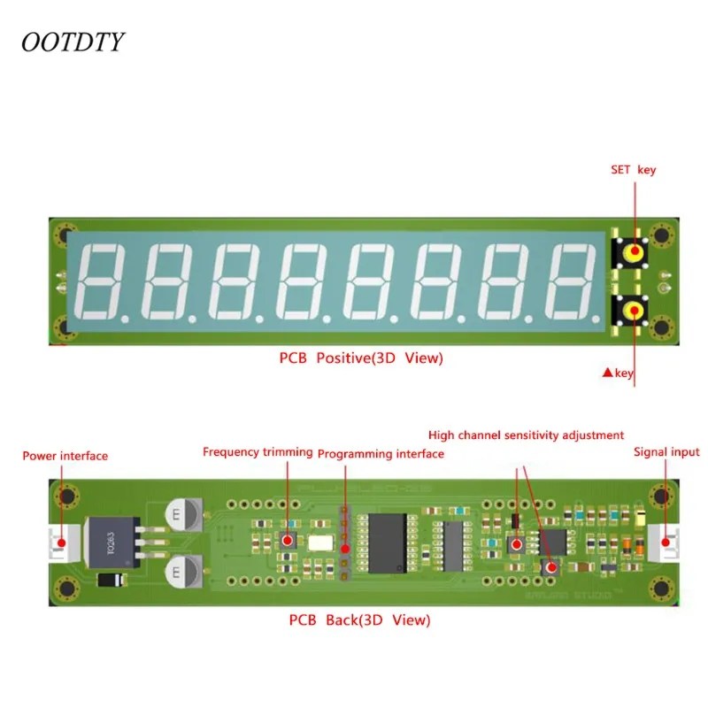 OOTDTY 0,1-60 МГц 20 МГц-2,4 GHz RF 8-значный светодиодный Сингал счетчик частоты частотомер тестер