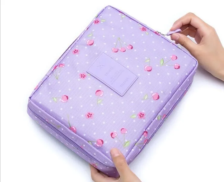 Purple cherry Многофункциональный Путешествия Вставить сумка Для женщин косметичка высокое качество органайзер, сумка для косметики Водонепроницаемый набор туалетных принадлежностей дешевые женские Tote - Цвет: Purple cherry