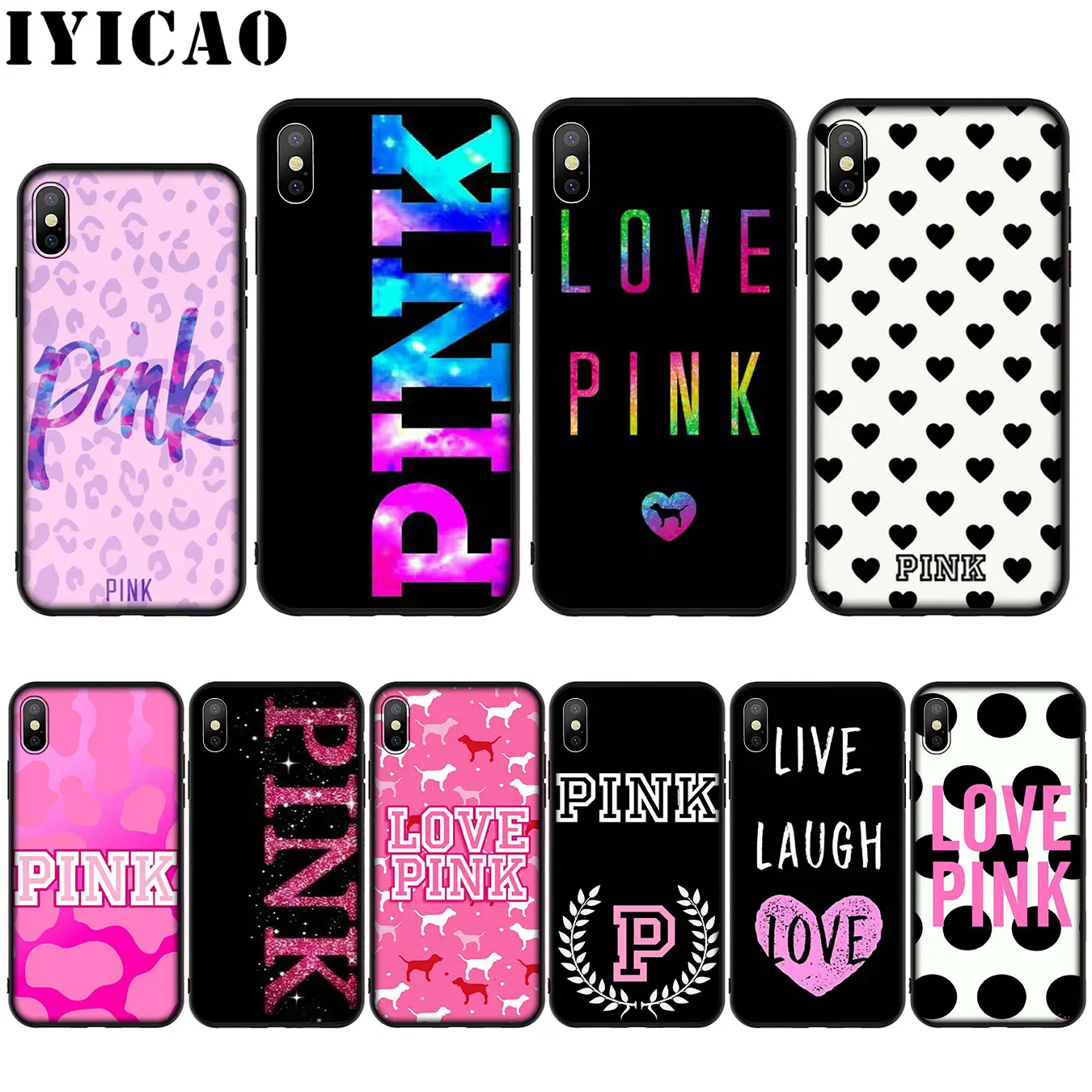 Мягкий силиконовый чехол IYICAO love pink girly для iPhone XR X XS Max 8 7 6 S Plus 5 5S SE |