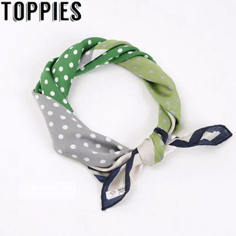 

2019 Spring Women Polka Dots Scarves Korean Fashion Imitated Silk Scarf Vintage Headbands foulard femme