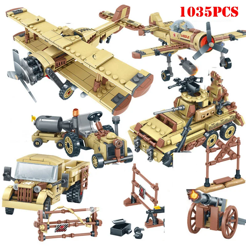 

1035+pcs War Helicopter Tank Building Blocks Toy Compatible Legoed Technic Military Simulation Enlighten Bricks Toy For Children