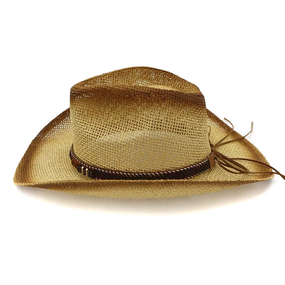 QIUBOSS коричневая краска-спрей летняя наружная солнцезащитная Кепка Sunhat для мужчин и женщин широкополая бумажная соломенный джазовый ковбойские шляпы для женщин