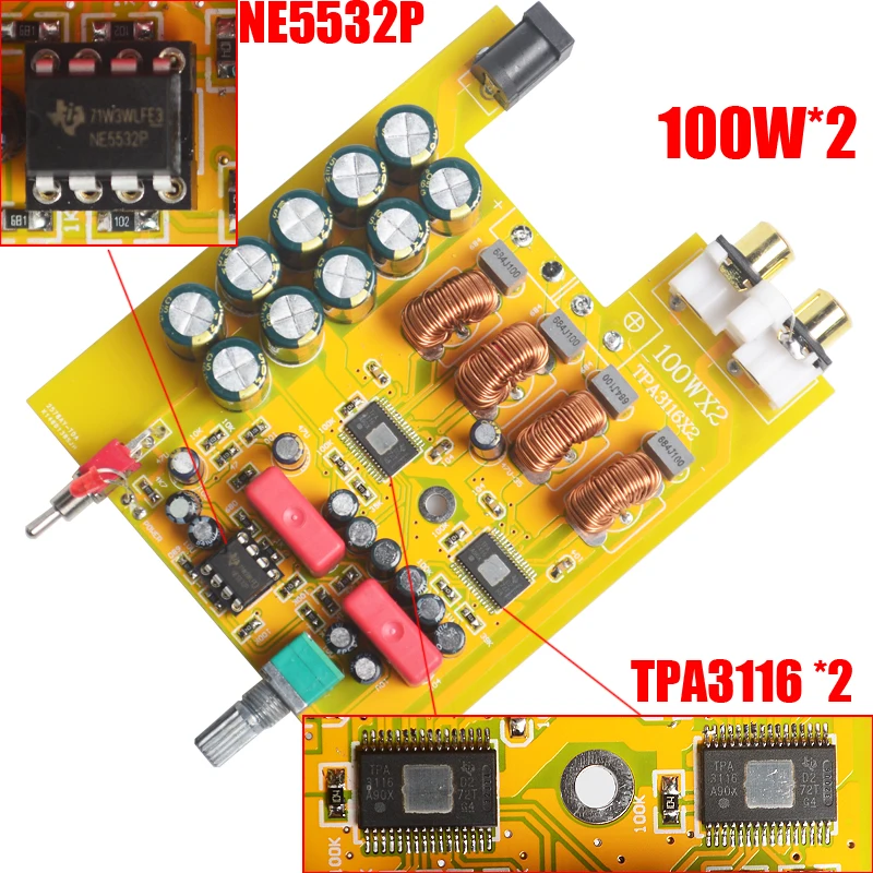 Brisa de Áudio Amplificador de Potência Digital de Áudio Mini Hifi Classe Tpa3116d2 * 2 Tpa3116 Avançado 2*100w Dc24v 4a Ba100 d - Image 3