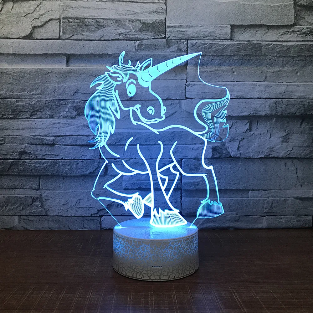 Unicorn Horse Night Light Lamp 3D LED Lamp 7 Colorful Table Lamp For Kids Christmas Gift White Base with Touch Switch / Remote Unicorn Horse Night Light Lamp 3D LED Lamp 7 Colorful Table Lamp For Kids Christmas Gift White Base with Touch Switch / Remote