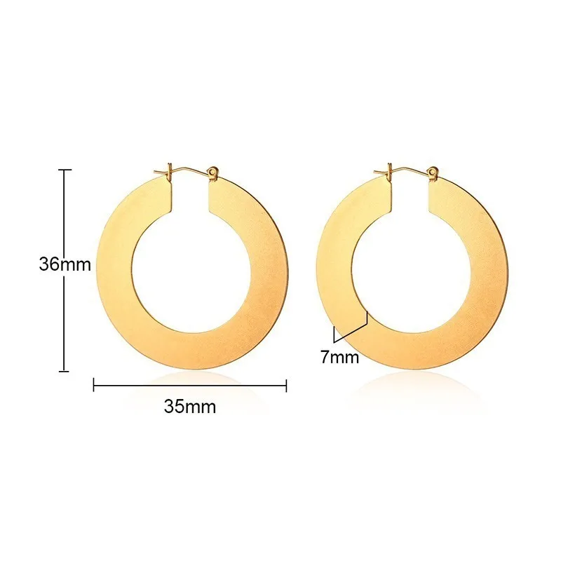 Vnox, простые круглые серьги-кольца для женщин, женские ювелирные изделия, золото и серебро, тон, нержавеющая сталь, brinco Bijoux - Окраска металла: EH-210G-35MM