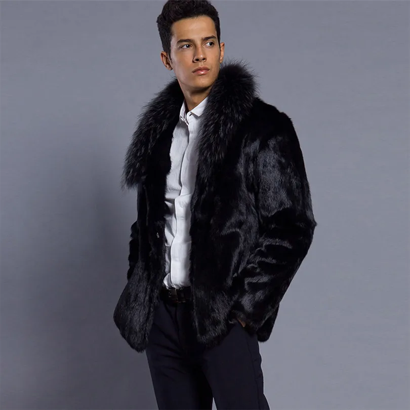 Men's Faux Fur Long Sleeve Sweater Coat – Fluffy Soft Winter Jacket, Oversized Overcoat