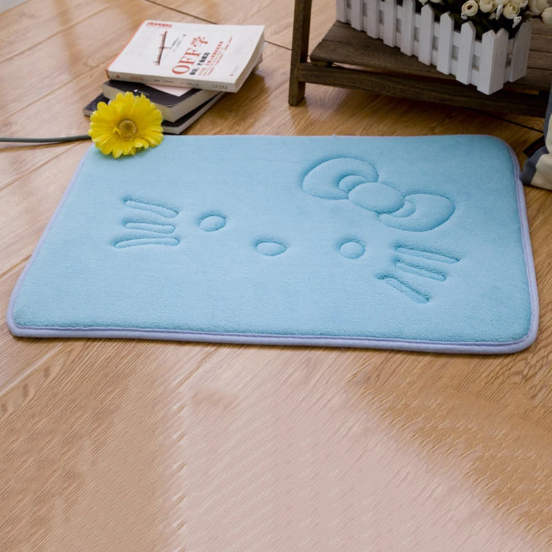 

Lovely Thick Coral Velvet Carpet Hello Kitty Child Crawling Bath Mat Anti-slip Mat for Kitchen Bathroom Living Room Carpet