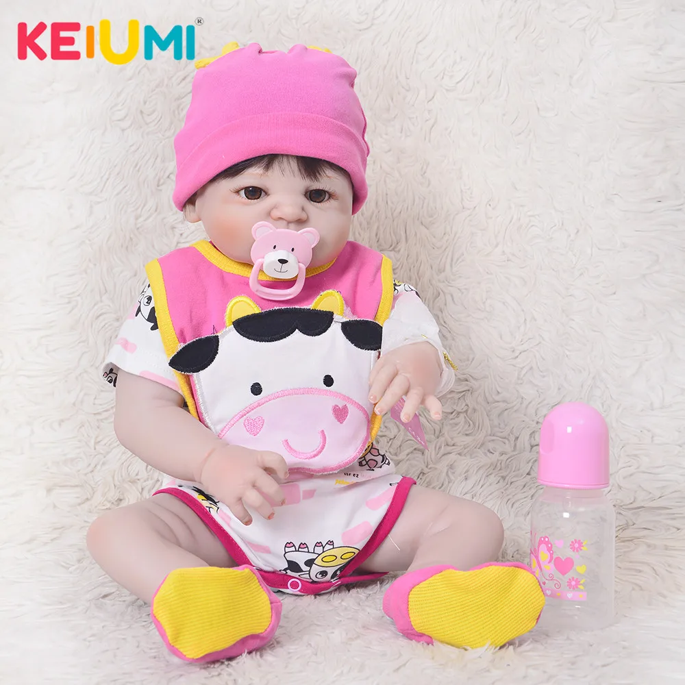 

Fashion 23'' Reborn Babies Full Vinyl Body Silicone Babies Dolls True to Life Newborn Doll For Girl Brinquedos Birthday Gifts