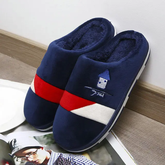 Good Quality Men's Warm Memory Foam Anti-slip Plush Breathable Slip On House Slippers Autumn Winter Men's Indoor Outdoor Clog House Shoes (1)