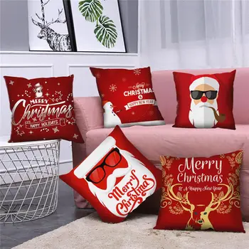 QIFU 45x45cm Elk Snowflake Santa Claus Christmas Pillowcase Christmas Decor for Home Christmas 2020 Navidad Xmas New Year 2021 elk snowflake geometric print christmas hoodie