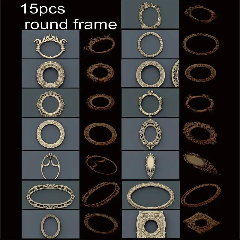 

15pcs/set round frame 3d model STL relief for cnc STL format frame 3d Relief Model STL Router 3 axis Engraver ArtCam
