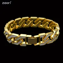 Мужской браслет в стиле хип-хоп золотого и серебристого цветов, длина 22,5 см, цепочка, изысканные браслеты, модные ювелирные изделия, подарки, Прямая поставка