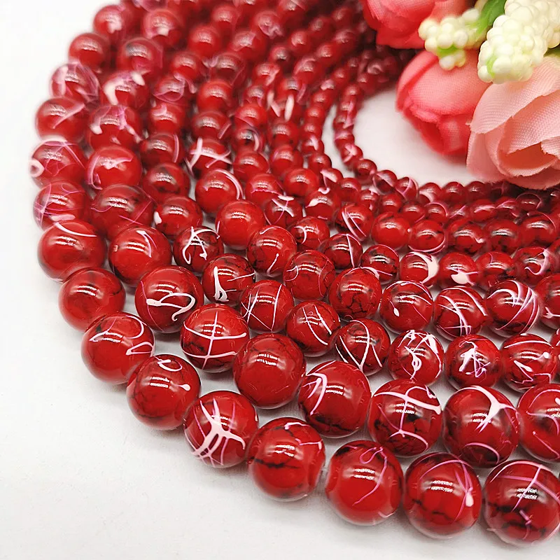 Bulk 100Pcs 6mm 8mm Charm Round Resin Spacer Loose Beads DIY for Jewelry Making