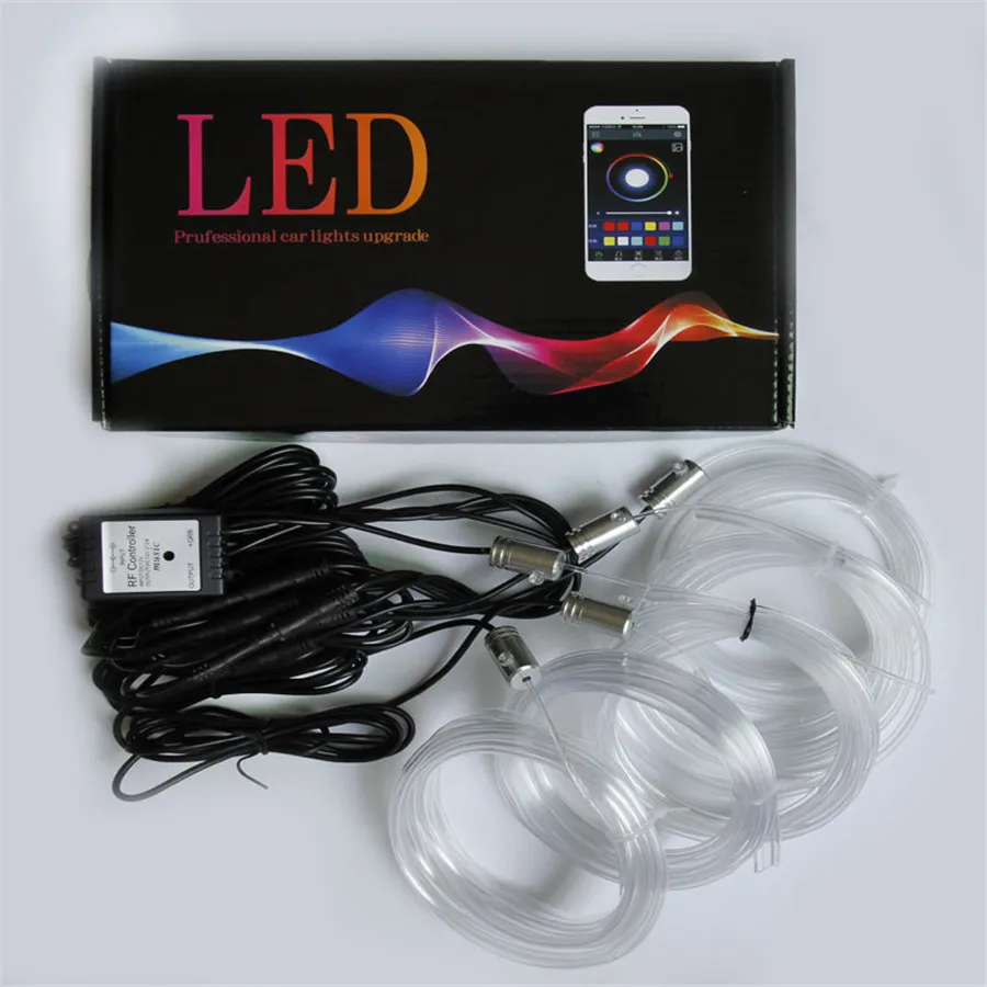 

1 Set Sound Active RGB LED Car Interior Light Multicolor EL Neon Strip Light Bluetooth Phone Control Atmosphere Light 12V