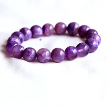 Натуральный прозрачный фиолетовый Чароит стрейч отделка браслет с круглыми бусинами 11 мм 05096