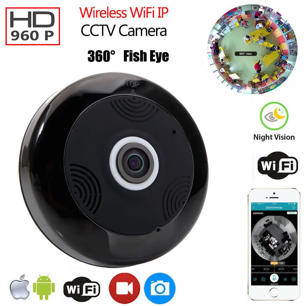 

Mini 360 Degree Wireless IP Camera 960P HD Panoramic Two Way Audio Wifi Fisheye