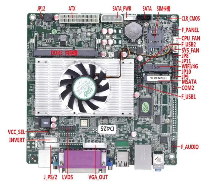 Новая оригинальная материнская плата Mini ITX для Intel D525 CPU IPC SBC Встроенная