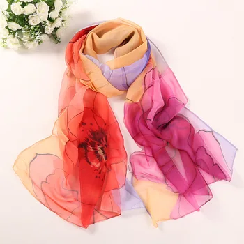 

2018 Spring and summer new Georgette chiffon scarf scarves long printing variety scarves female sunscreen shawls beach towels